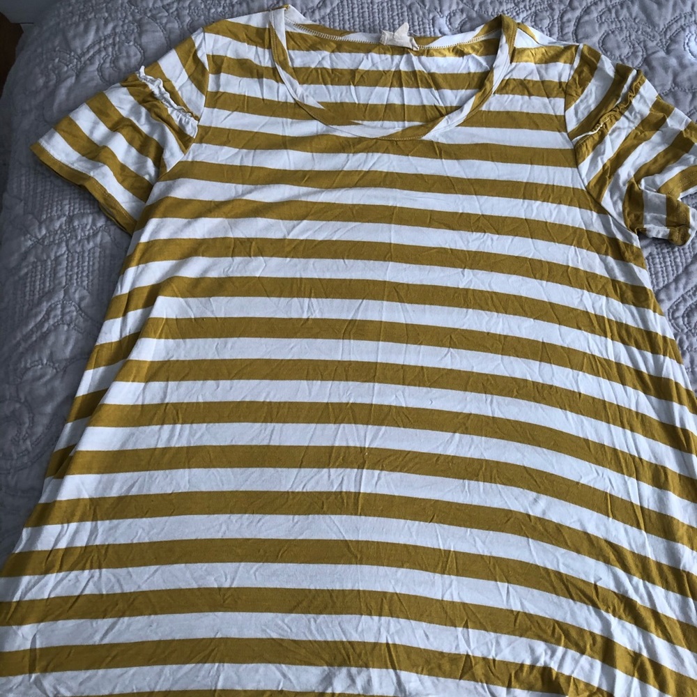 Striped Yellow and White Flowy Shirt Women’s